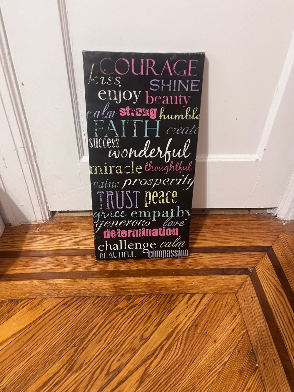 Inspirational Word Art Wall Decor - Black with Multicolor Text